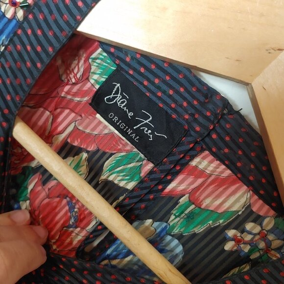 Vintage Diane Freis Beaded Bubble Top Waist Sash Floral Crinkle Satin Boho - Picture 5 of 12